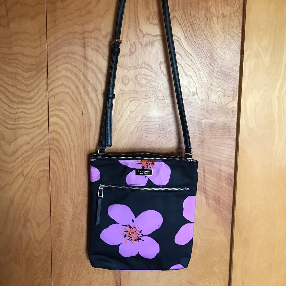 Kate Spade (New York) Purple Flowered Cross Body Bag